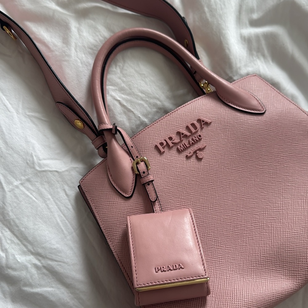 Pink Prada Saffiano Tote Purse - Picture 5 of 9